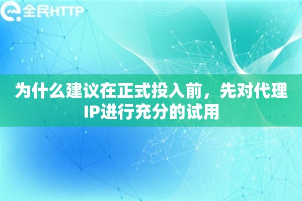 为什么建议在正式投入前，先对代理IP进行充分的试用