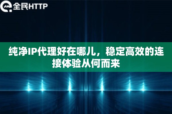 纯净IP代理好在哪儿,稳定高效的连接体验从何而来 纯净IP代理好在哪儿,稳定高效的连接体验从何而来