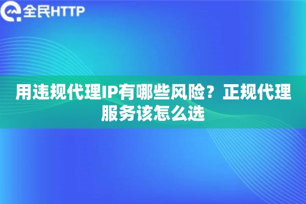 用违规代理IP有哪些风险？正规代理服务该怎么选