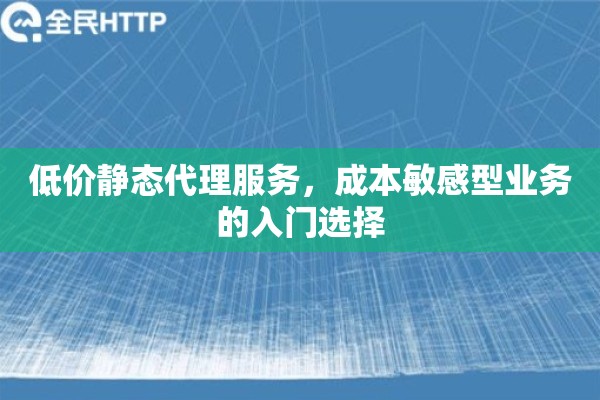 低价静态代理服务，成本敏感型业务的入门选择