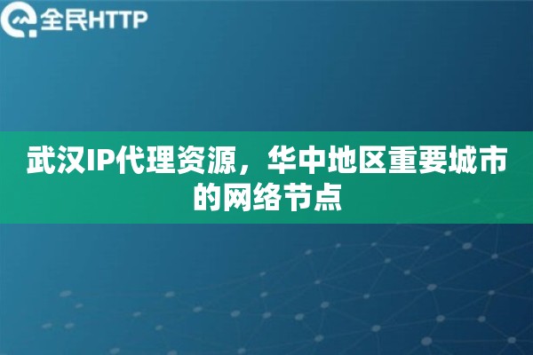武汉IP代理资源，华中地区重要城市的网络节点