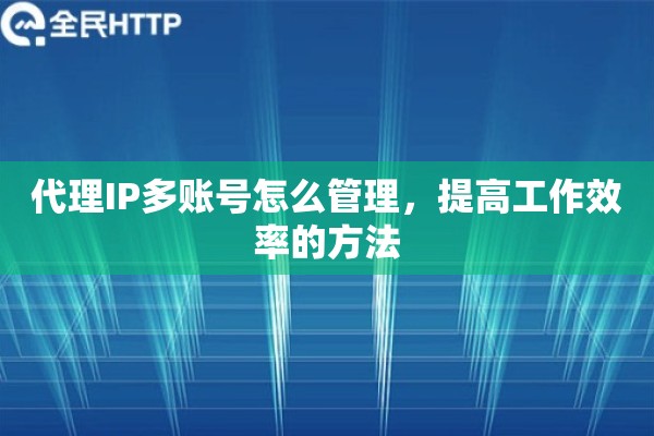 代理IP多账号怎么管理，提高工作效率的方法