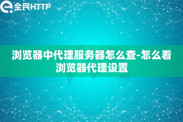 浏览器中代理服务器怎么查-怎么看浏览器代理设置