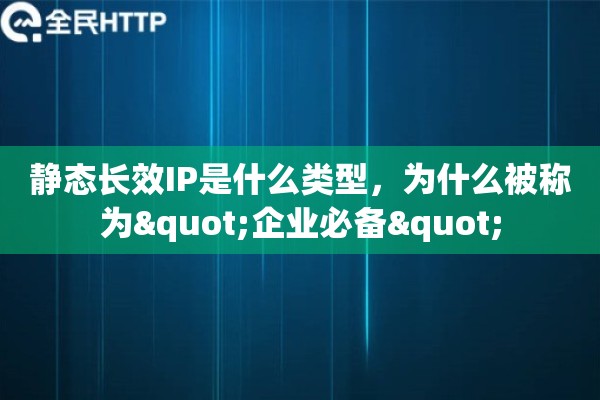静态长效IP是什么类型，为什么被称为"企业必备"