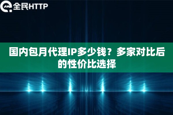 国内包月代理IP多少钱？多家对比后的性价比选择