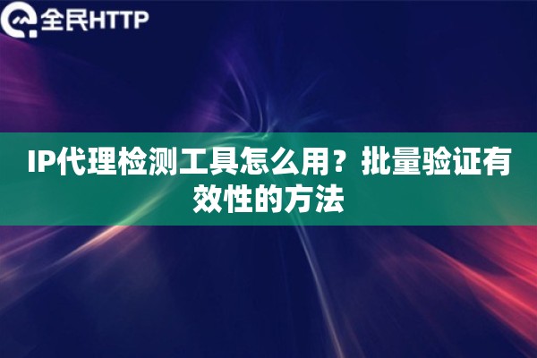 IP代理检测工具怎么用？批量验证有效性的方法