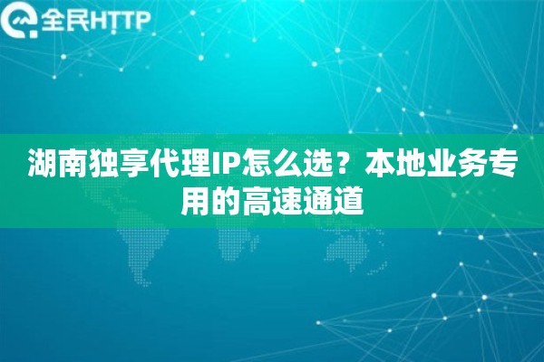 湖南独享代理IP怎么选？本地业务专用的高速通道