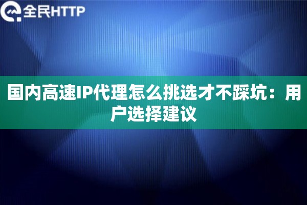 国内高速IP代理怎么挑选才不踩坑：用户选择建议