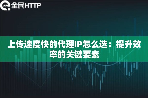 上传速度快的代理IP怎么选：提升效率的关键要素