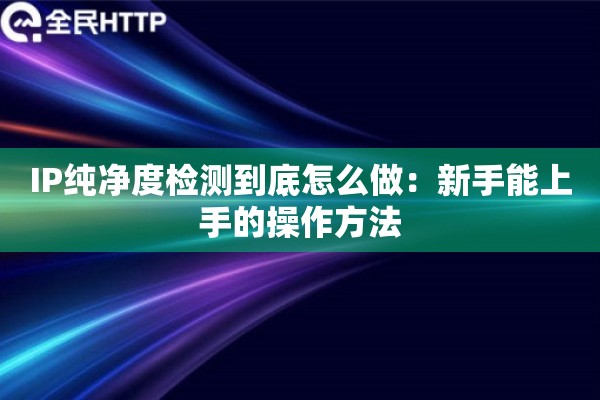 IP纯净度检测到底怎么做：新手能上手的操作方法