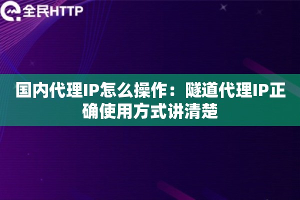 国内代理IP怎么操作：隧道代理IP正确使用方式讲清楚