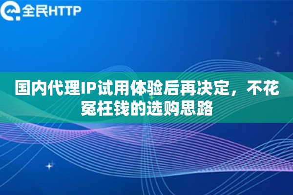 国内代理IP试用体验后再决定，不花冤枉钱的选购思路