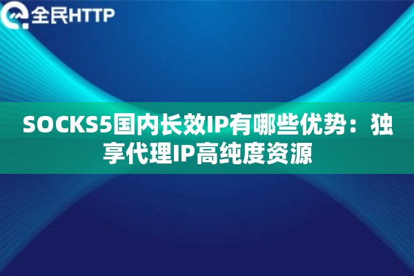 SOCKS5国内长效IP有哪些优势：独享代理IP高纯度资源