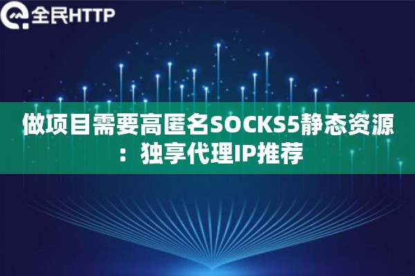 做项目需要高匿名SOCKS5静态资源：独享代理IP推荐