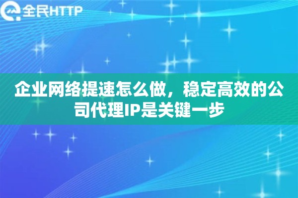 企业网络提速怎么做，稳定高效的公司代理IP是关键一步