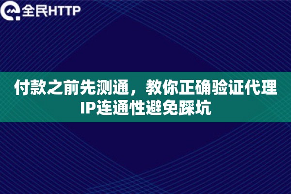 付款之前先测通，教你正确验证代理IP连通性避免踩坑