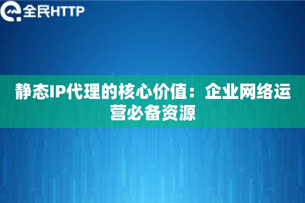 静态IP代理的核心价值：企业网络运营必备资源
