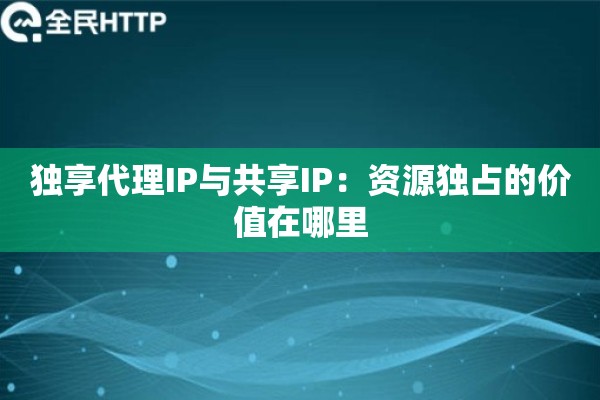 独享代理IP与共享IP：资源独占的价值在哪里