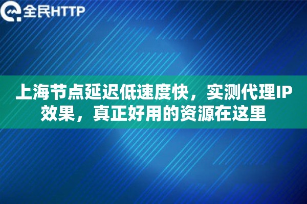 上海节点延迟低速度快，实测代理IP效果，真正好用的资源在这里
