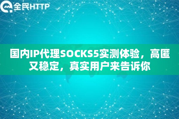 国内IP代理SOCKS5实测体验，高匿又稳定，真实用户来告诉你