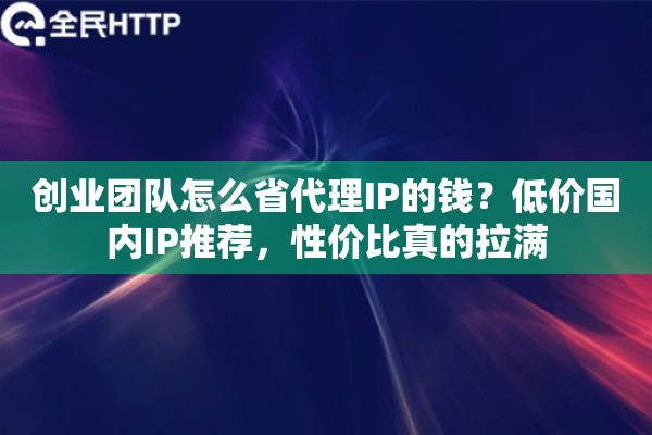创业团队怎么省代理IP的钱？低价国内IP推荐，性价比真的拉满