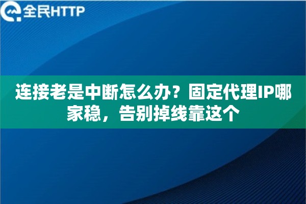 连接老是中断怎么办？固定代理IP哪家稳，告别掉线靠这个