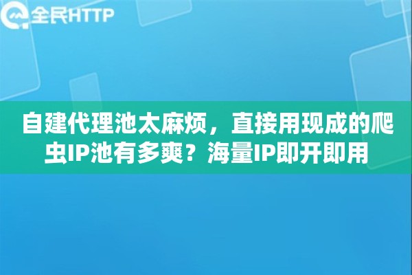 自建代理池太麻烦，直接用现成的爬虫IP池有多爽？海量IP即开即用