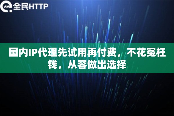国内IP代理先试用再付费，不花冤枉钱，从容做出选择