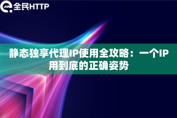 静态独享代理IP使用全攻略：一个IP用到底的正确姿势