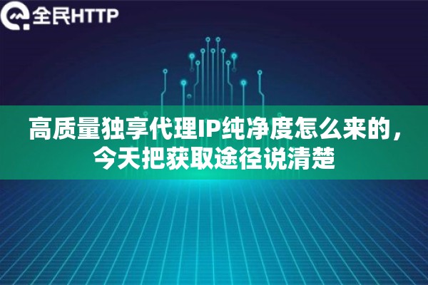 高质量独享代理IP纯净度怎么来的，今天把获取途径说清楚
