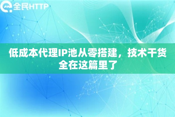 低成本代理IP池从零搭建，技术干货全在这篇里了