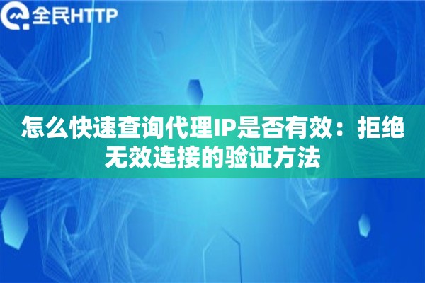 怎么快速查询代理IP是否有效：拒绝无效连接的验证方法