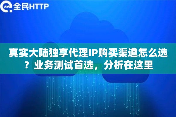 真实大陆独享代理IP购买渠道怎么选？业务测试首选，分析在这里