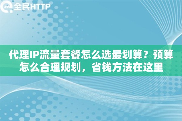 代理IP流量套餐怎么选最划算？预算怎么合理规划，省钱方法在这里