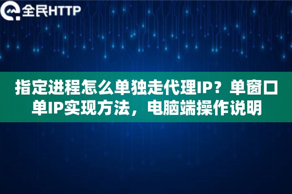 指定进程怎么单独走代理IP？单窗口单IP实现方法，电脑端操作说明