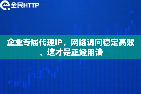 企业专属代理IP，网络访问稳定高效、这才是正经用法
