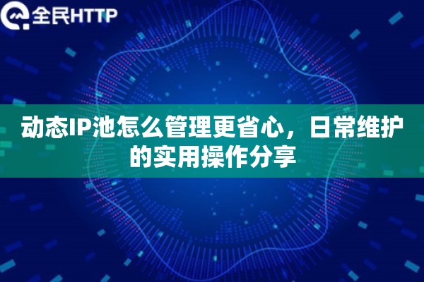 动态IP池怎么管理更省心，日常维护的实用操作分享
