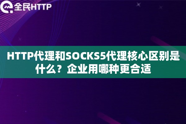 HTTP代理和SOCKS5代理核心区别是什么？企业用哪种更合适