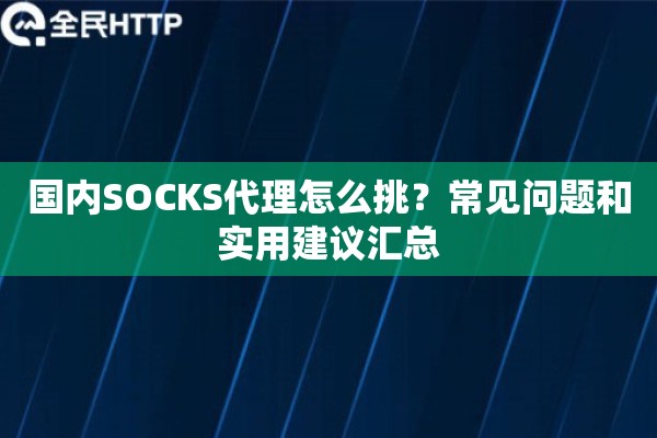 国内SOCKS代理怎么挑？常见问题和实用建议汇总