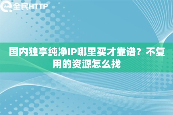 国内独享纯净IP哪里买才靠谱？不复用的资源怎么找