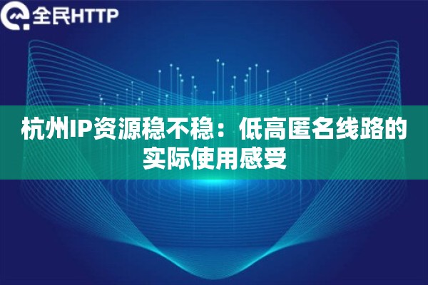 杭州IP资源稳不稳：低高匿名线路的实际使用感受