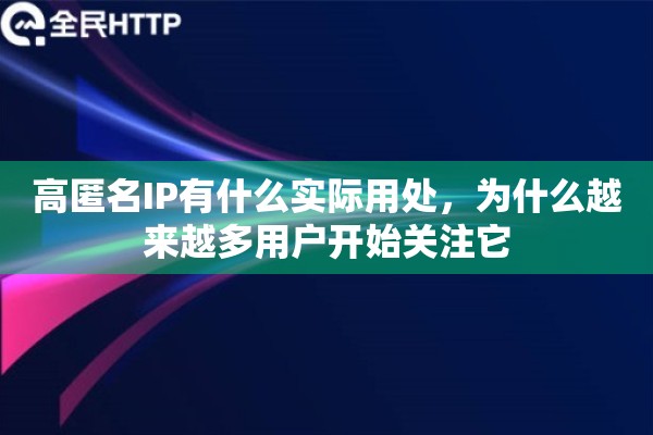 高匿名IP有什么实际用处，为什么越来越多用户开始关注它