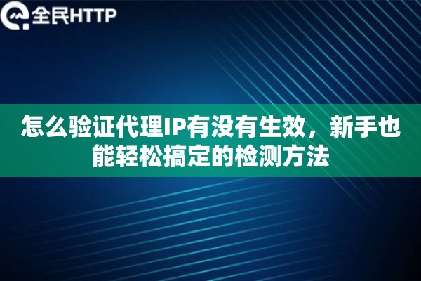 怎么验证代理IP有没有生效，新手也能轻松搞定的检测方法