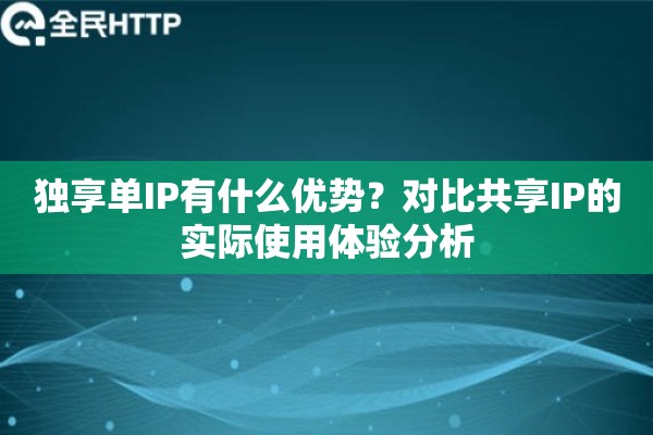 独享单IP有什么优势？对比共享IP的实际使用体验分析