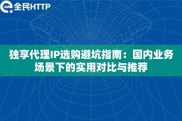 独享代理IP选购避坑指南：国内业务场景下的实用对比与推荐