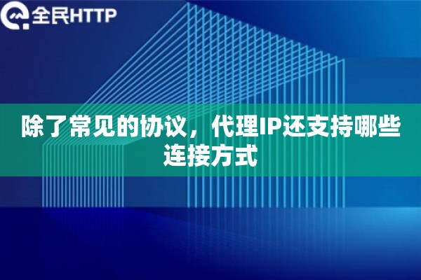 除了常见的协议，代理IP还支持哪些连接方式