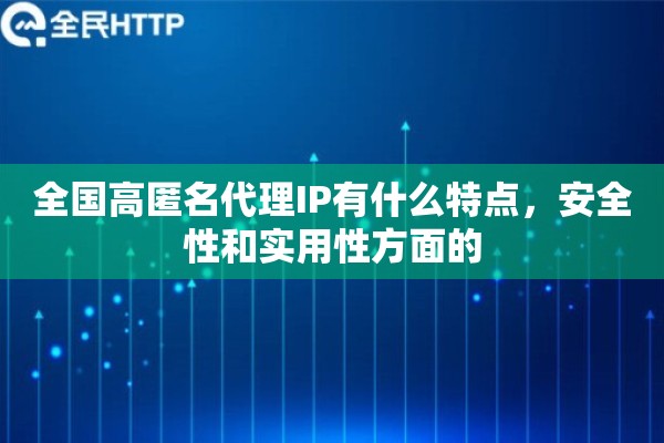 全国高匿名代理IP有什么特点，安全性和实用性方面的