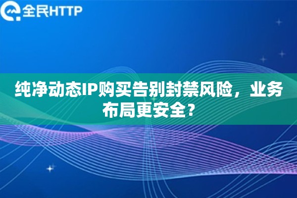 纯净动态IP购买告别封禁风险，业务布局更安全？
