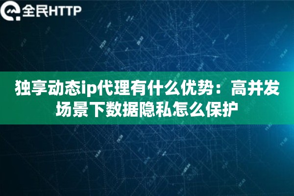 独享动态ip代理有什么优势:高并发场景下数据隐私怎么保护 独享动态ip代理有什么优势:高并发场景下数据隐私怎么保护