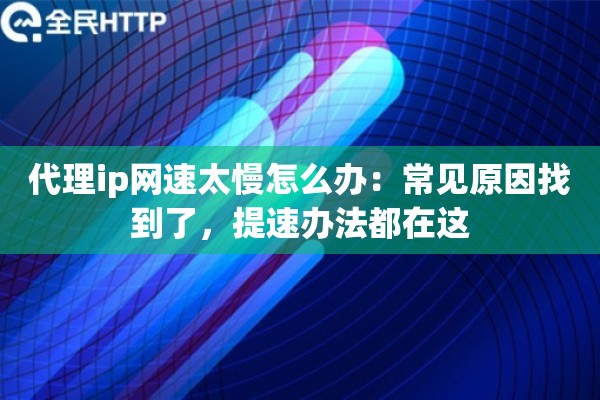 代理ip网速太慢怎么办：常见原因找到了，提速办法都在这